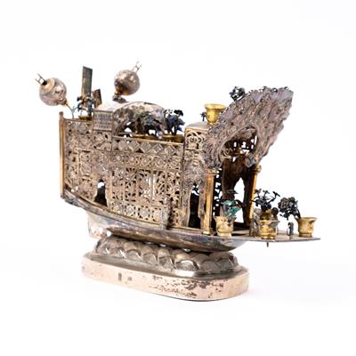 Lot 522 - A Chinese white metal model junk