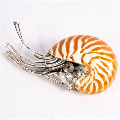 Lot 527 - A Chinese white metal Nautilus