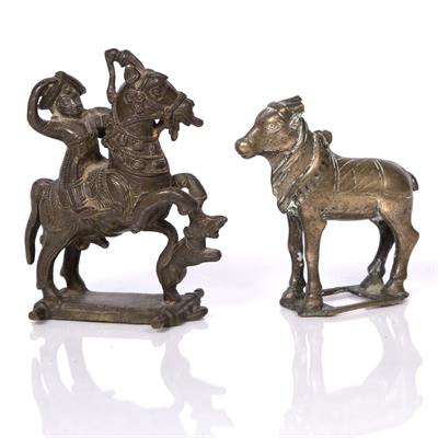 Lot 614 - An Indian bronze equestrian figure