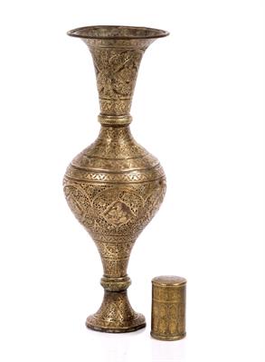 Lot 624 - A Qajar brass incense container box