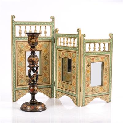 Lot 626 - A Kashmir painted folding dressing table mirror