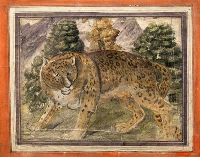 Lot 640 - A Qajar painting of a tiger