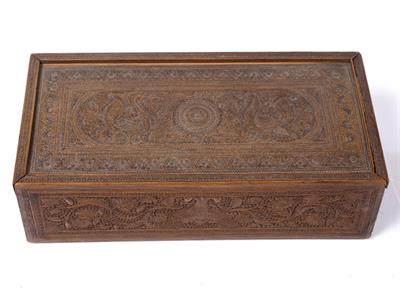 Lot 673 - An Indian sandal wood carved box