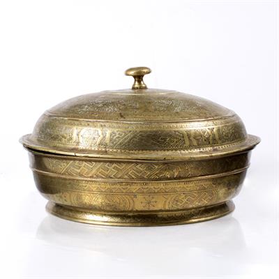 Lot 683 - A Javanese large brass betel nut bowl and cover