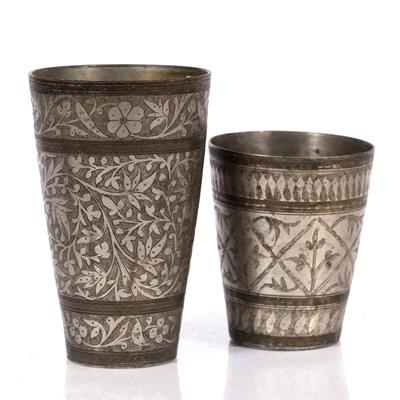 Lot 711 - Two Indian silver metal Lassi Cups