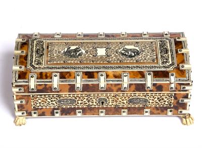 Lot 724 - An Indian tortoiseshell and ivory casket