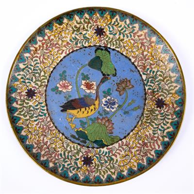 Lot 739 - A Japanese cloisonne dish