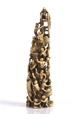 Lot 762 - A Japanese ivory okimono of a dragon styled Shachihoko (dolphin)