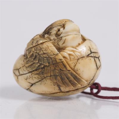 Lot 766 - A Japanese ivory netsuke of a Tengu