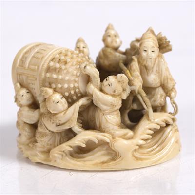 Lot 767 - A Japanese ivory okimono of Tawara Todo