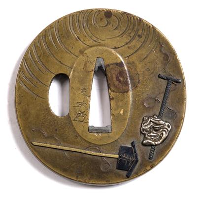 Lot 779 - A Japanese bronze tsuba