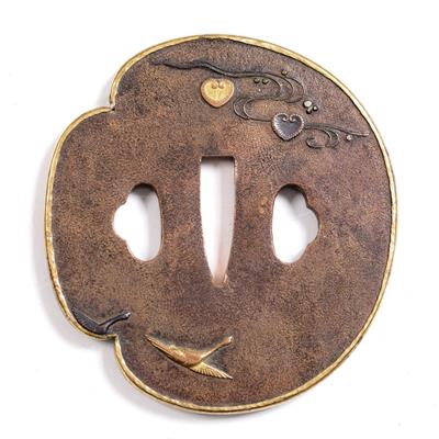 Lot 781 - A Japanese bronze tsuba