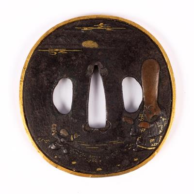 Lot 784 - A Japanese bronze tsuba