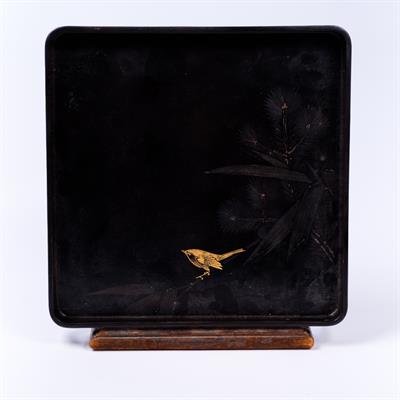 Lot 798 - A Japanese black lacquer square tray