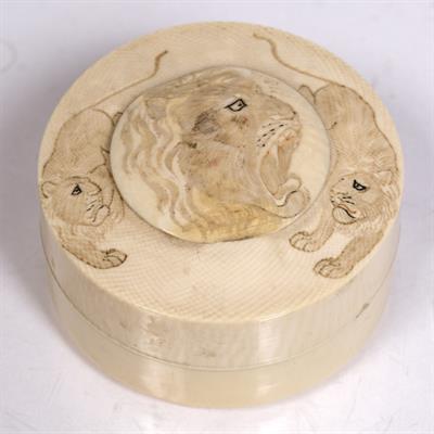 Lot 799 - A Japanese ivory circular box and cover