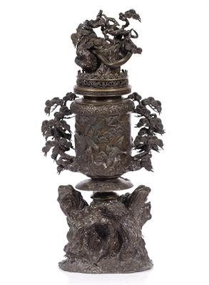 Lot 836 - A Japanese bronze censer and cover