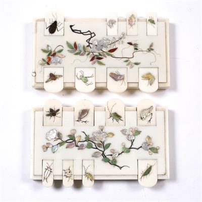 Lot 857 - A pair of Japanese ivory Shibayama whist markers