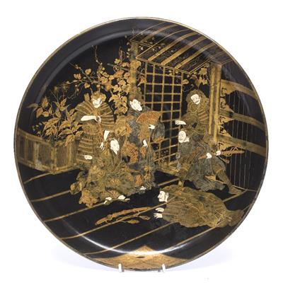 Lot 859 - A Japanese black papier mache tray