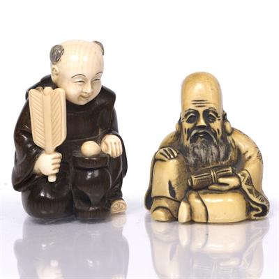 Lot 942 - A Japanese wood and ivory figure of a Karako