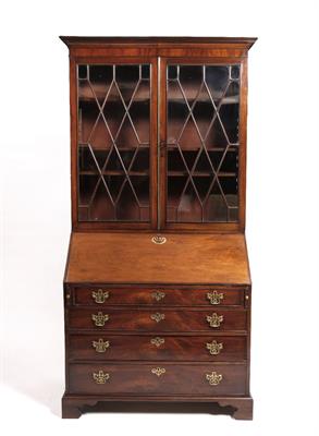 Lot 4 - A George III mahogany bureau bookcase