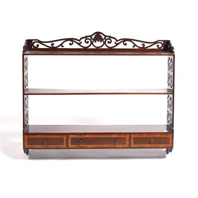 Lot 7 - A set of Georgian style mahogany and inlaid wall shelves