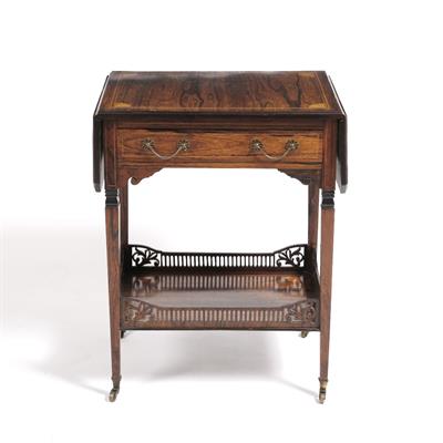 Lot 11 - A Victorian rosewood and inlaid drop-leaf table