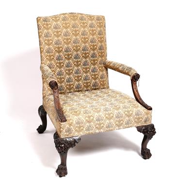 Lot 29 - A Gainsborough type mahogany open arm chair