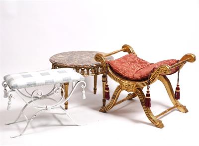 Lot 32 - A French style gilt wood stool
