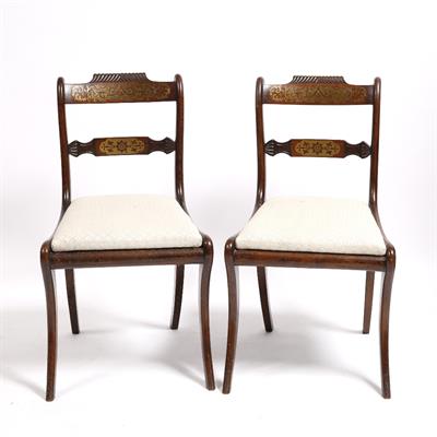 Lot 38 - A pair of Regency brass inlaid standard chairs