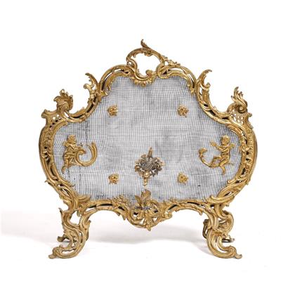 Lot 47 - A French style brass fire screen
