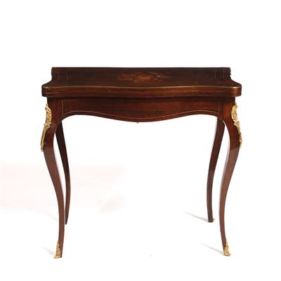 Lot 54 - A French rose wood serpentine card table