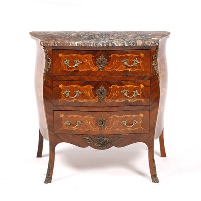 Lot 58 - A French style inlaid commode with marble top