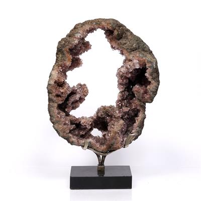 Lot 75 - A rose quartz specimen on a marble stand