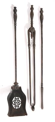 Lot 76 - A set of three 19th Century steel fire irons