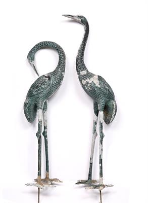 Lot 95 - Two old cast metal model cranes