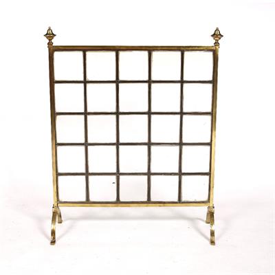 Lot 100F - An Edwardian brass and leaded glass firescreen