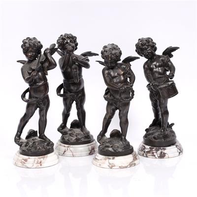Lot 108 - A set of four bronze model cupids