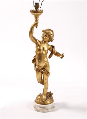 Lot 116 - A gilt wood cupid table lamp