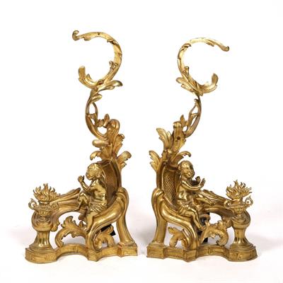 Lot 117 - A pair of 18th Century style gilt metal chenets