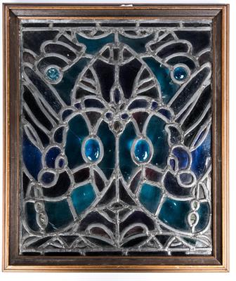 Lot 137 - A set of three leaded glass coloured panels