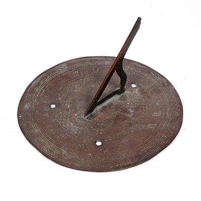 Lot 139 - A brass engraved sundial
