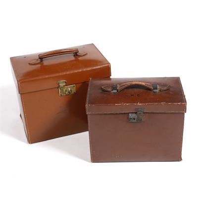 Lot 143 - Two Edwardian leather hat boxes