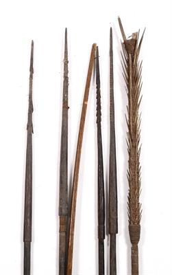 Lot 144 - A collection of six tribal spears