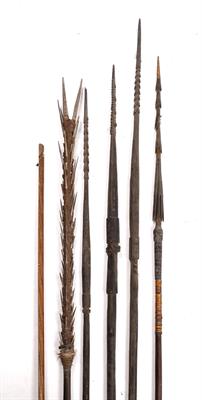 Lot 147 - A collection of six tribal spears