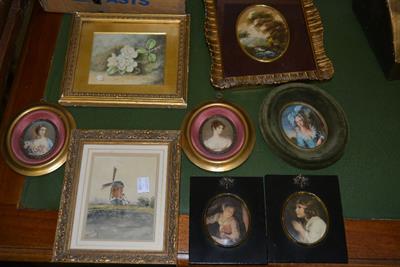 Lot 242A - A group of miniature prints and watercolours