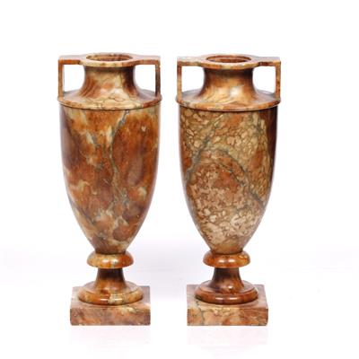 Lot 249 - A pair of classical alabaster urns