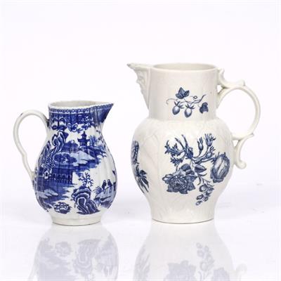 Lot 253 - A Worcester blue transfer jug