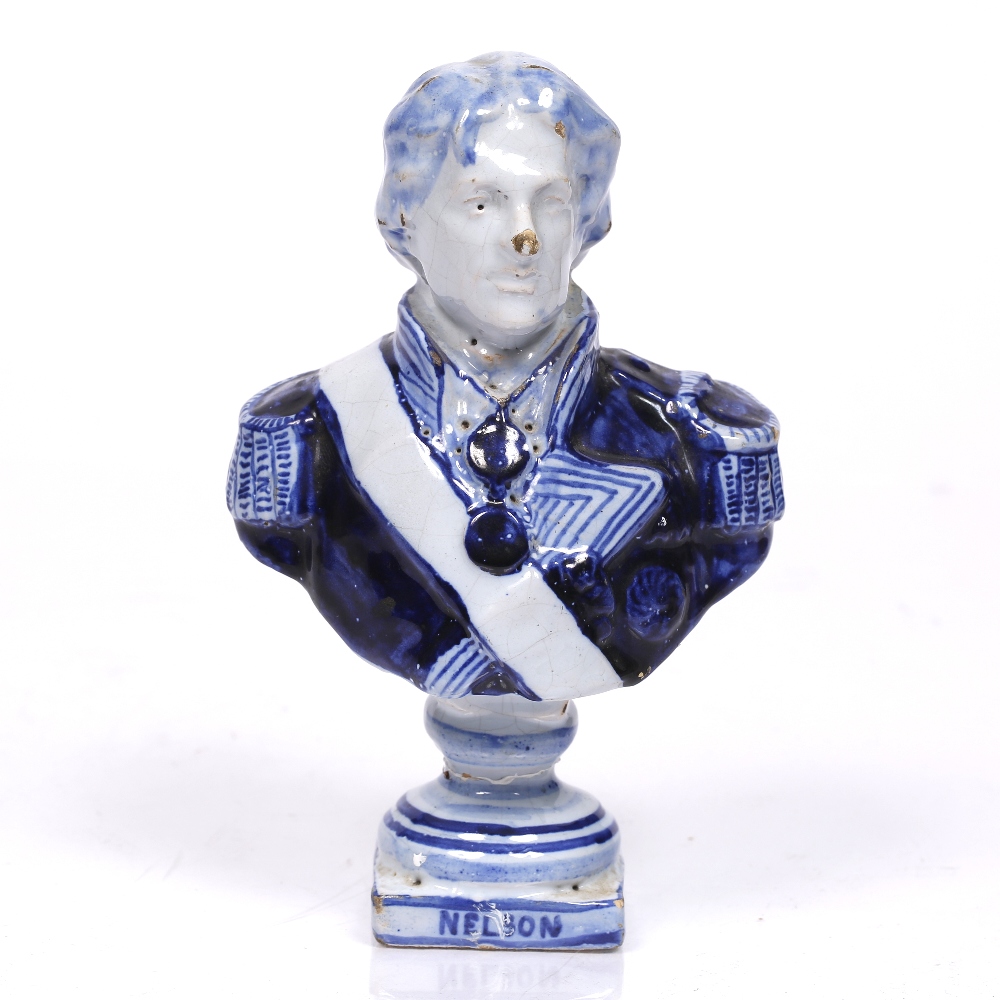 Lot 256 - A continental pottery bust of Nelson