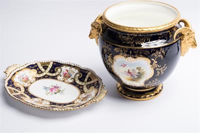 Lot 270B - A Coalport cobalt blue porcelain jardiniere