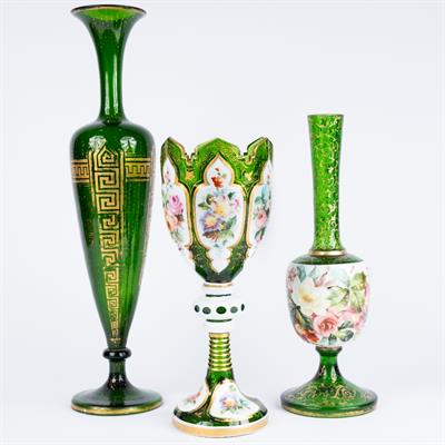 Lot 270E - A Bohemian green glass and overlaid vase